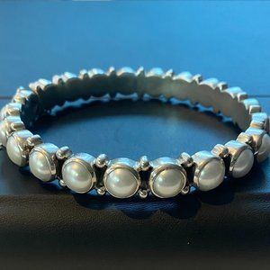 SILPADA Sterling Silver Bangle Freshwater Pearl Sunken Treasure